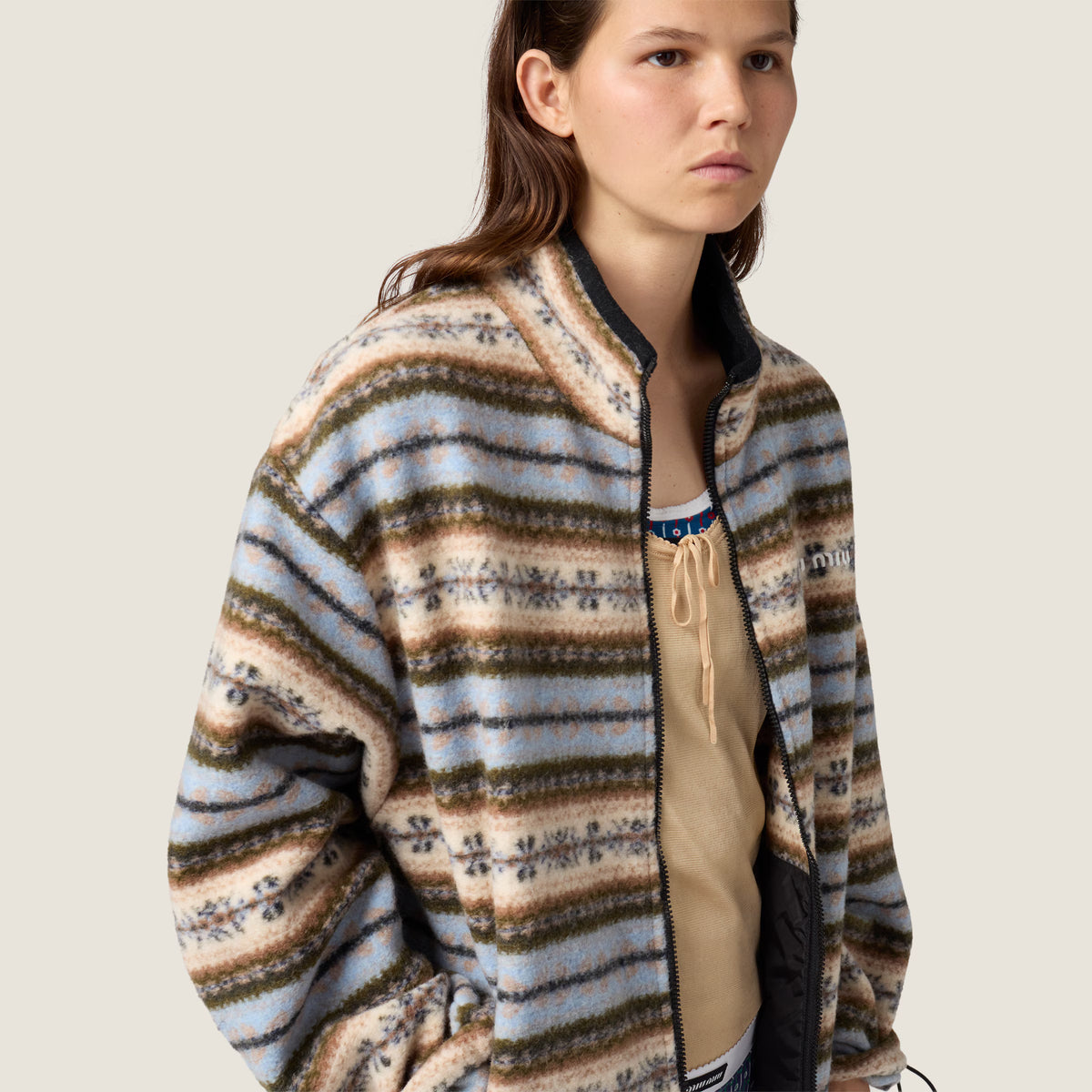 Cotton fleece zipper jacket